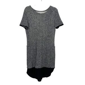 SHADES OF GREY Knee Length Sweater Dress Short Sleeve Crewneck Knit Gray Size S